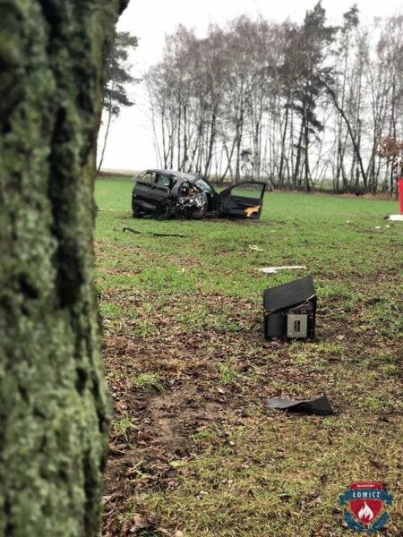Śmiertelny wypadek w Mastkach koło Łowicza. Nie żyje młody mężczyzna Wypadek mastki 2019 02 03