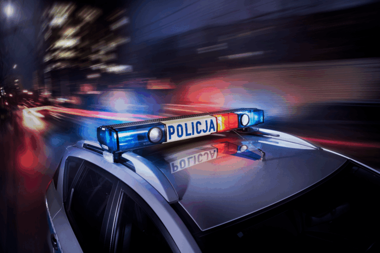 Policja radiowoz noc