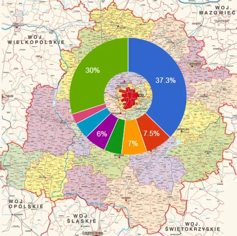 Mapa wojewodzztwa lodzkiego