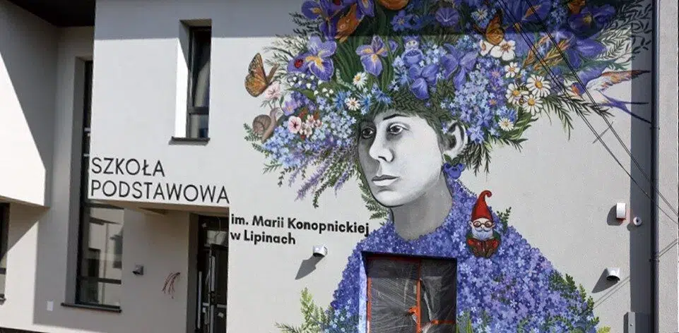 Mural Marii Konopnickiej ozdobą szkoły w Lipinach 1 W lipinach powstał mural marii konopnickiej